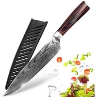 Drop shipping High Carbon 7CR17 440C Pakka Wood Meat Santoku Japanese Damascus 8 inch Stainless Steel Kitchen Knife Chef Knives