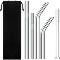 Set of 8 Stainless Steel Straws for 30oz 20oz Tumblers Cups Mugs, Metal Drinking Straw with Cleaning Brush