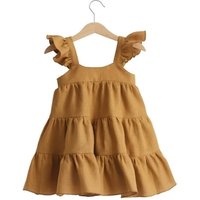 Ins Best Seller European Princess Ruffles Flutter Sleeve Kids Fashion Party Dress