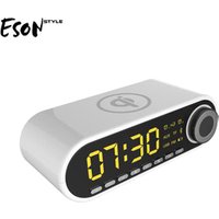 Eson Style wireless charger 10W radio bluetooth LED digital display clock speaker Top seller 2019