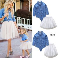 Mother Daughter Denim Coat & Tutu Dress Family Outfit Set