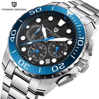 PAGANI DESIGN Military Watch Men Top Luxury Chronograph Stainless Steel Quartz Wristwatches 30M Water Resistant Clock Male Gifts