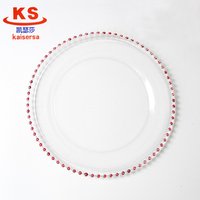 Clear Plastic Charger Plate Silver Gold Bead Detail