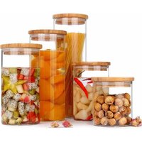borosilicate honey candy cookie food storage glass jar with airtight bamboo lid