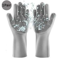 Magic Silicone Rubber Dish Washing Gloves Cleaning Sponge Scrubber Gloves With long Bristles