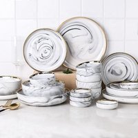 Plated Marble Design Ceramic Tableware Set