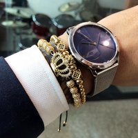 Mcllroy Custom charm bracelet 2019 Hand Woven Crown gold plated stainless steel bead adjustable bracelets charm men bracelet