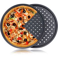 Pizza Pans Carbon Steel Perforated Baking Pan With Nonstick Coating Round Pizza Crisper Tray Tools Bakeware Set Kitchen Tools