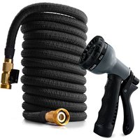 Newest Expandable Garden Hose Pipe Strongest Magic Water Hose With Layer Latex Core 48 Ply Fabric 8 Pattern Spray Nozzle gun