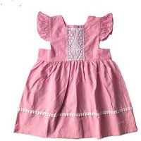 wholesale 100%cotton baby girl ruffle summer dress pink kids princess boutique dresses