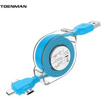 3 In 1 Tpe For Iphone Charger Micro Usb Cable 1M 2M 3M Retractable Flat Usb Charging Cable