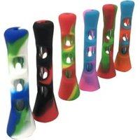 FDA Silicone & Glass Smoking Herb Pipe One Hitter Cigarette Pipe Tobacco Weed Pipes Accessories Pocket Size Random Color