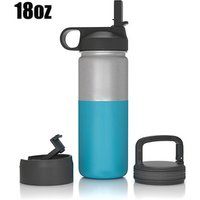 18oz Vacuum Insulated Stainless Steel Water Bottle ,wide mouth sports bottle with straw lid , Hydro Canteen Powder Coated bottle