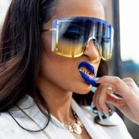 Latest Fashion Colorful Gradient Oversized Shield Sunglasses Women 2019