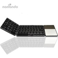 Portable Folding Bluetooth Keyboard Twice Foldable Mini Bluetooth Wireless Keyboard with Touchpad for Tablet Phone iPad