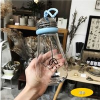 Portable Leakproof Bulb Shaped Glass Water Bottle