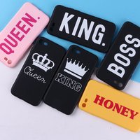 Lover Boss Honey King Queen Soft TPU Silicone Matte Case For iPhone 6 6S 5 8 8Plus X 7 7Plus