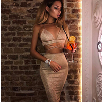 Two Piece Crop Top Skirt Set