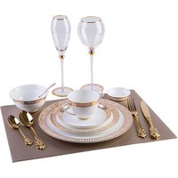 Luxury golden steak European Golden Bone Porcelain Golden Hall Edge Series Cutlery Set royal cutlery set bone china tableware