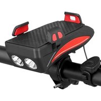 WHEEL UP 4 in1 400 Lumen Rechargeable Bicycle Headlight 130DB MTB Bicycle Power Bank Phone Holder Bell Light