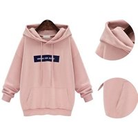 Letter Printed Hooded Pullover Pockets