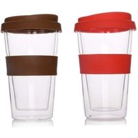 400ML Double wall glass coffee cup mug with silicone sleeve