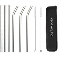 Reusable Borosilicate Glass Straws Cleaning Brush Box