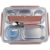 Stainless Steel 5 Compartment Lunch Box Cutlery