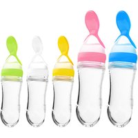 Safety Silicone Baby Bottle With Spoon Food Supplement Rice Cereal Bottles Squeeze Spoon Milk Feeding Bottle Cup