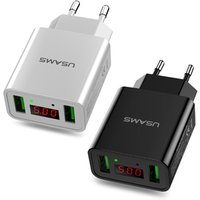USAMS Dual USB Led display universal plug double portable cell phone wall travel usb charger