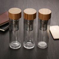 Glass Tea Infuser Water Bottle Bamboo Lid