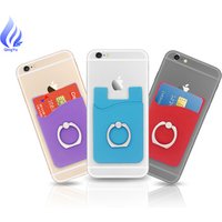 Custom Logo Silicone Smart Cell Phone Card Holder Wallet 3M Sticky With Metal Ring Holder