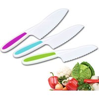 3pcs Kid Plastic Kitchen cake Knife Set, Children's Safe Cooking Chef PP Knives for Fruit, Bread, Cake, Salad, Lettuce Knife