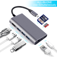 New products 8 in 1 3.1 USB C type C hubs to HDMI 3*USB 3.0 RJ45 Gigabit Ethernet SD/TF card reader