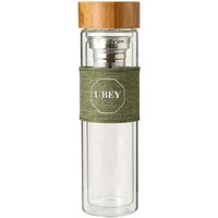 Double Walled Glass Water Bottle Bamboo Lid