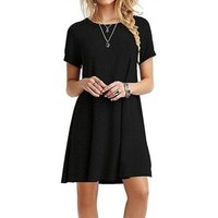 Plain Short Sleeve Loose T Shirt Dress