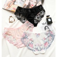 Floral Lace Transparent Bikini Panties