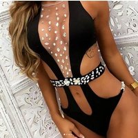 2019 Hot Diamond One Piece Swimsuit Shiny Sexy Bikini Women Swimwear