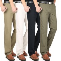 Khaki Straight Leg Cotton Trousers