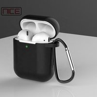 Black headphones Case Compatible for iPhone Airpods 1&2 Silicone Case with hook