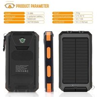 2019 Cell Phone Charger Waterproof Portable Solar Power Bank 10000mah with LED Light Solar Charger