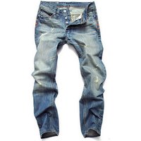 Light Blue Straight Slim Button Jeans