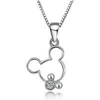 Mass Stock 925 Silver Charm Luxury Crystal Mickey Mouse Pendant Necklace Jewelry for lady with whitegold plated