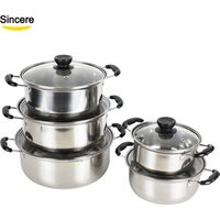 Cheap stainless steel cookware set with glass lids set of 10 piece