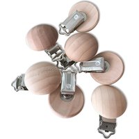 pacifier clip High Quality Wooden Round Baby Pacifier Clips, wood Dummy soother clip