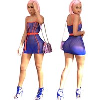 FN8082 women sexy mesh sheer transparent see through mini dress