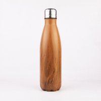 Wooden Style Double Wall Insulated Cola Shaped Water Bottle