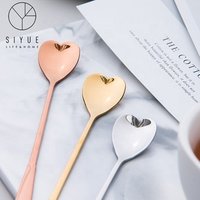 Promotion gift rose gold cutlery tasting dessert teaspoon floral spoon flower shape stainless steel coffee gold spoon