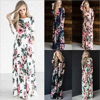 Long Sleeve Printed Evening Dress