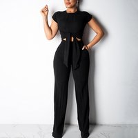 Lover beauty Front Knot Two Piece Jumpsuit
